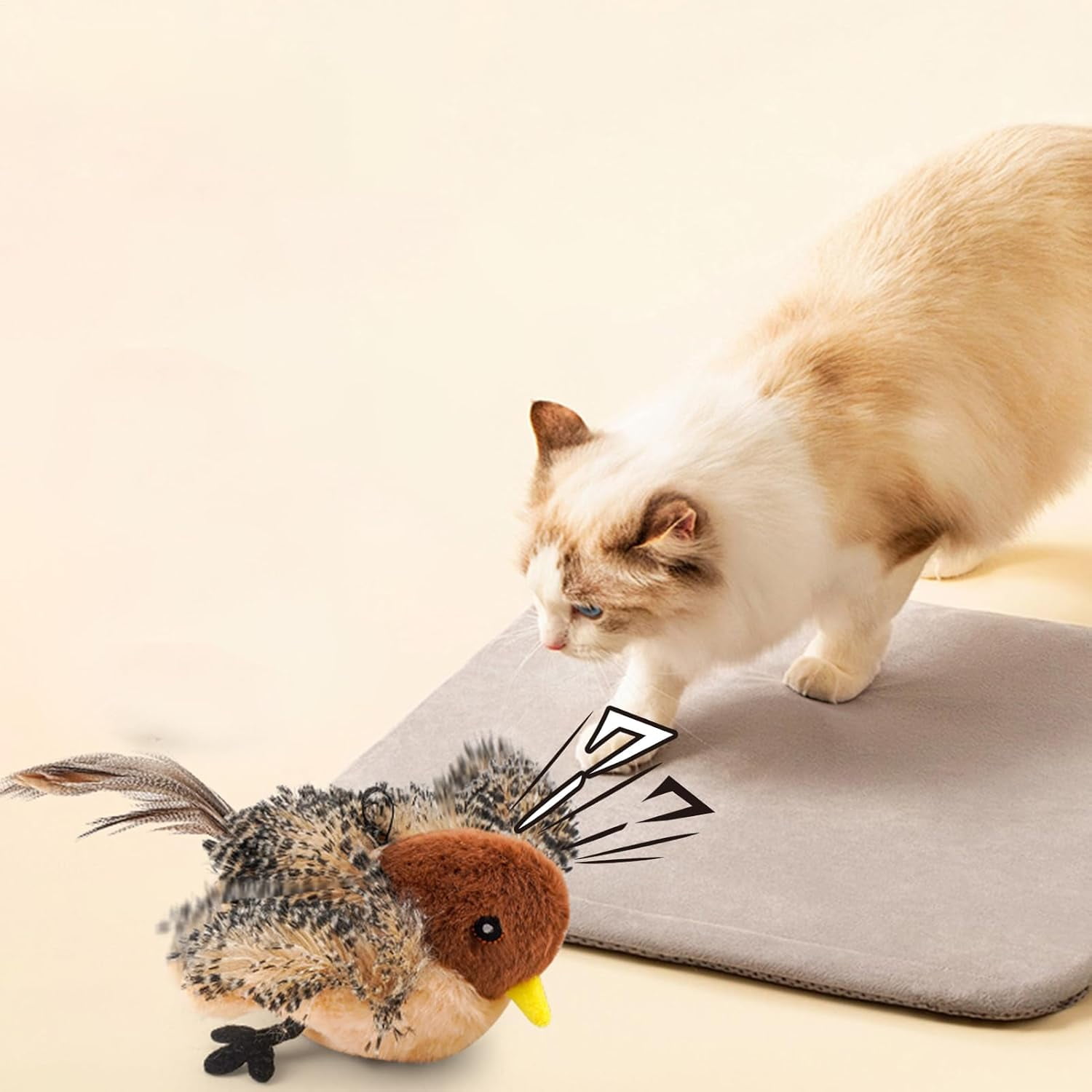 Flapping Bird Cat Toy, Animated Feline Companion, Remote-Control Plush, Dynamic Wing-Flap Instinct Booster, for All Breeds Cat Kicker Catnip Toys