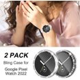 thumbnail image 5 of Lot de 2 Étui Protecteur d'Écran Bling pour Google Pixel Watch, Femmes Filles Paillettes Diamant Strass Couverture Complète Protectrice, 5 of 5