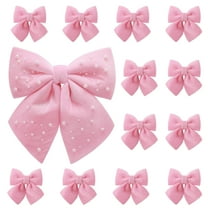 Ayieyill 13 Pack Coquette Pink Bows for Christmas Tree, Large Velvet Christmas Bows for Wreaths Tree Fireplace Indoor Decor
