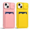 thumbnail image 2 of Funda de teléfono tipo billetera con tarjetero de protección para cámara deslizante para iPhone 13 14 Pro Max 12 11 X XR XS Max 7 8 Plus SE, funda de silicona suave Tan Jianjun unisex, 2 of 2