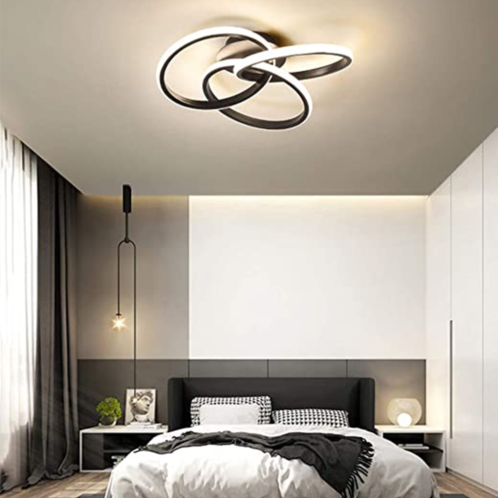 30W Modern LED Acrylic Ceiling Light Flush Mount Lamp Chandelier Living Room Bedrooms Remote W/o Bulb