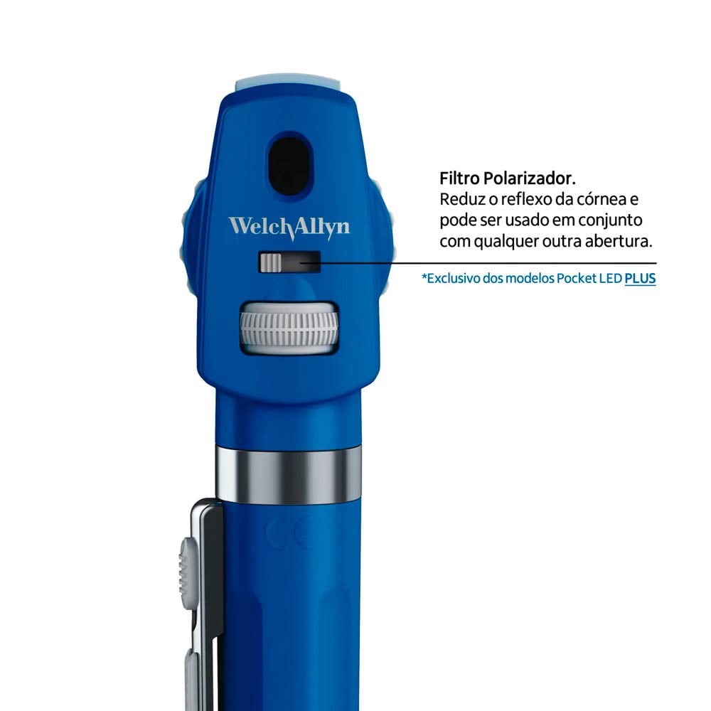 Welch Allyn 2.5V Pocket LED Ophthalmoscope with AA Battery Handle, Blueberry ( Batteries Not Included) #12870-BLU