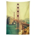thumbnail image 3 of Ambesonne Vintage Tablecloth Rectangular Table Cover, Old Style Bridge View, 60"x90", Brown and Blue, 3 of 4