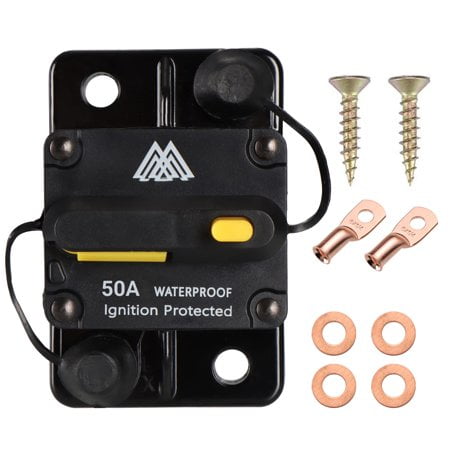 50 Amp Circuit Breaker With Manual Reset Car Marine Trolling Motors Boat Rv Atv 12V-48Vdc Waterproof Audio System Fuse
