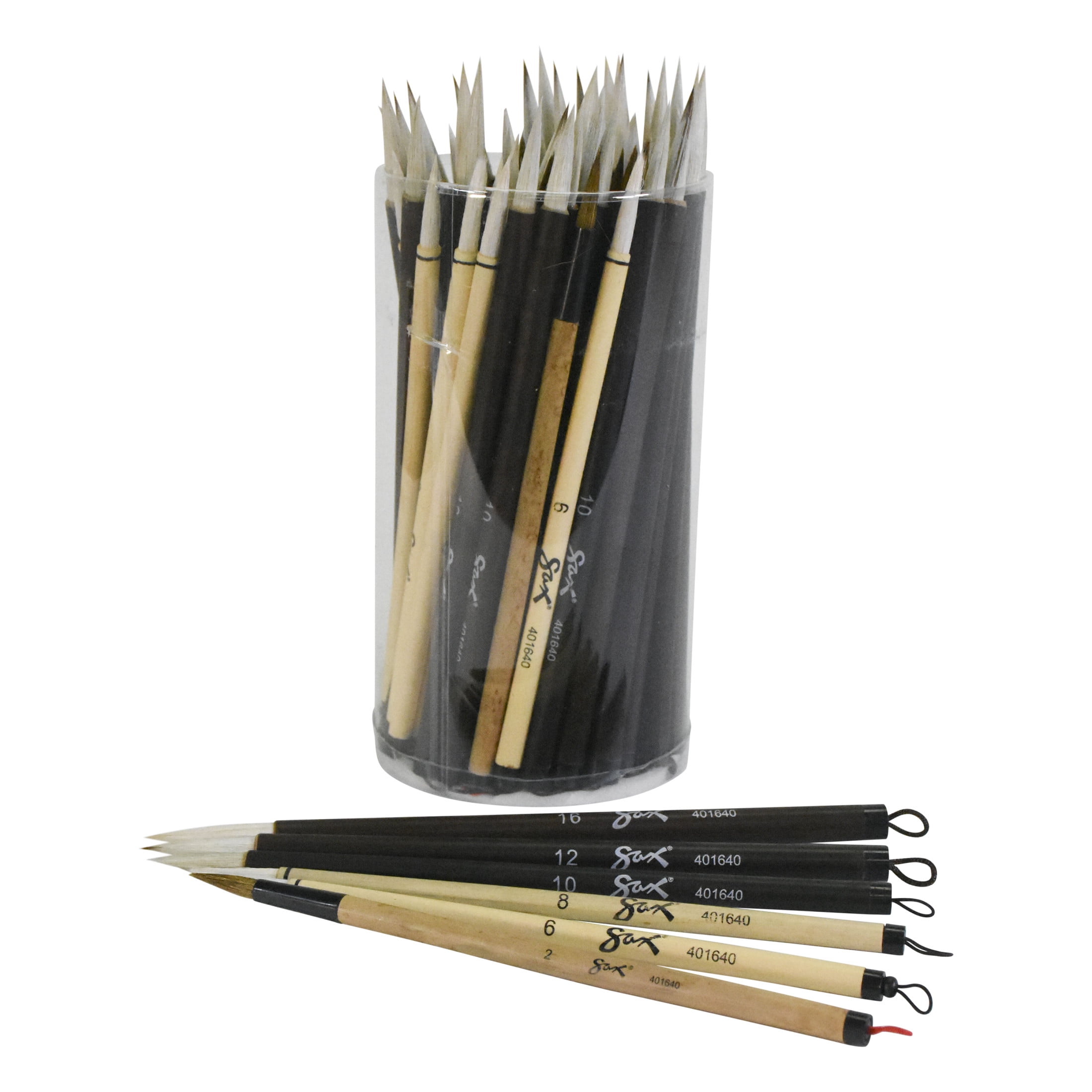 Stanislaus Imports 401640 Quality Economy Assorted Trim Bamboo Handle Paint Brush Set, Assorted Size, Set of 72