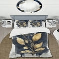 thumbnail image 2 of Designart "Blue and Gold Rose on Ivory III" Floral Rose Bedding Covert Set - Floral Blue Country Charm Bed Set With 1 Sham, 2 of 6