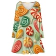 thumbnail image 3 of Sweets And Rainbow Lollipops Pattern Long Sleeve Dresses For Women Vintage Elegant Party Dress Oversized V-neck Dress S-8XL, 3 of 7