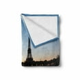 thumbnail image 2 of Night Soft Flannel Fleece Blanket, Eiffel Tower at Twilight Travel Destination Tourist Attraction Famous Monument, Cozy Plush for Indoor and Outdoor Use, 70" x 90", Pale Blue Yellow, by Ambesonne, 2 of 6