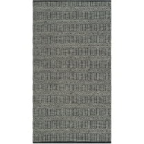 SAFAVIEH Montauk Devnet Geometric Cotton Area Rug, Ivory/Dark Grey, 4' x 6'