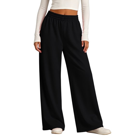 Resicozy Baggy Sweatpants Women Cute Lightweight Slacks with Pockets Wide Leg Lounge Pants Casual Fashion Oversized Pants Black XL