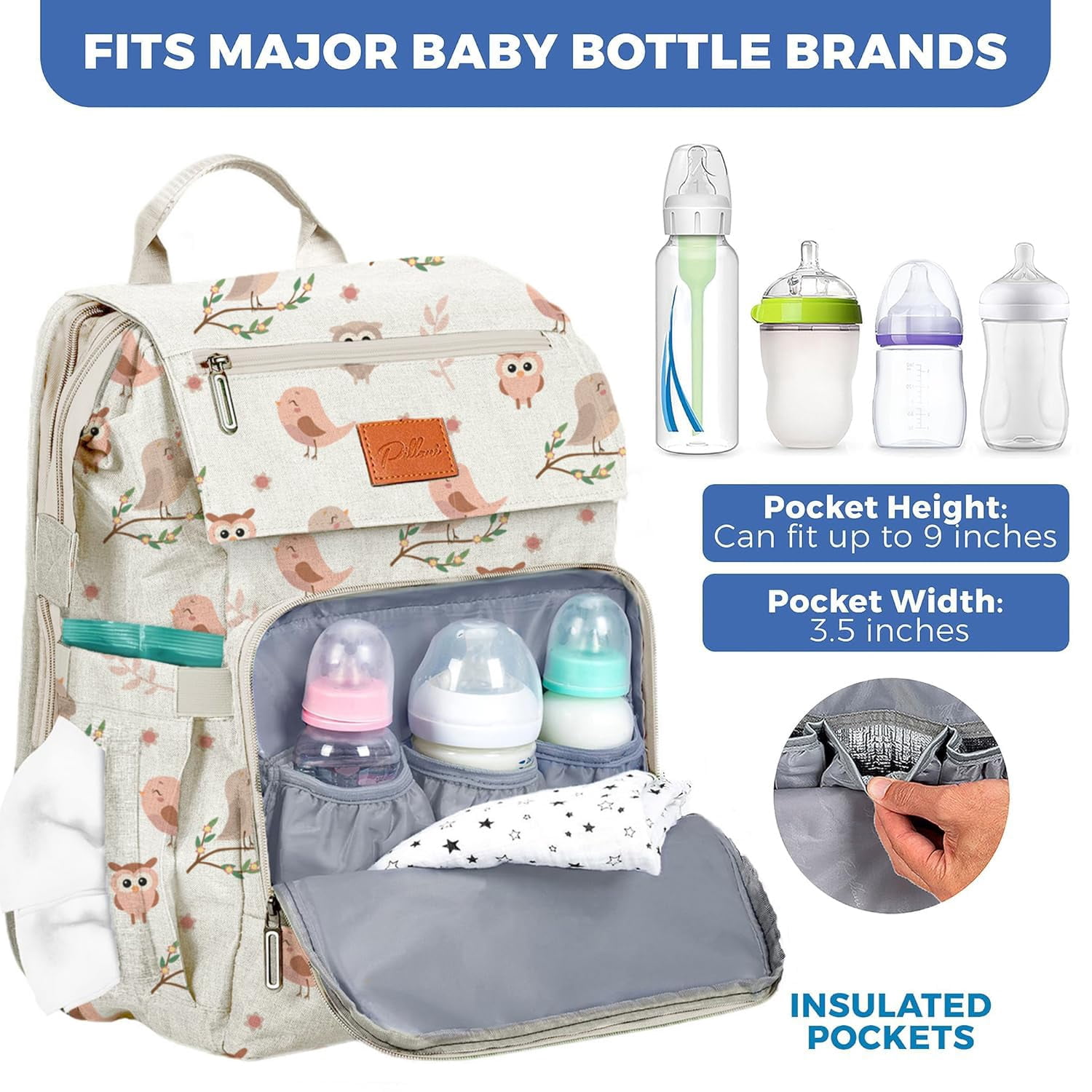 PILLANI Baby Diaper Bag Backpack - Large Bag for Boys & Girls, Waterproof Diaper Backpack - Travel Diaper Bags w/Changing Pad, Baby Registry Search & Shower Gifts - Essentials Must Haves Newborn Stuf