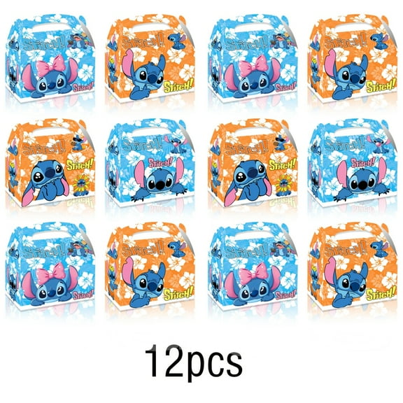 12 PCS Anime Cartoon Party Kraft Paper Goodie Boxes – Small Gift Boxes for Lilo Themed Birthday Supplies & Decorations