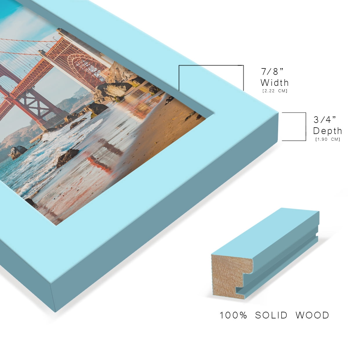 Modern 4 in. x 6 in. Light Blue Picture Frame (Set of 4)