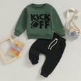 thumbnail image 2 of HCNTES Toddler Baby Boy 2Pcs Outfits Pullover Tops + Drawstring Pants Set Fall Winter Clothes boy sweat suits(Green,3-6 Months), 2 of 9