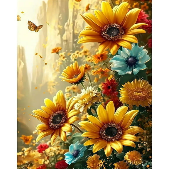 Diamond Art Painting Kits for Adults,Sunflowers 5D Diamond Painting Dots Art Kits for Adults Beginner, DIY Full Round Gem Crystal Art Paint by Diamond, Home Wall Decor 12x 16 in