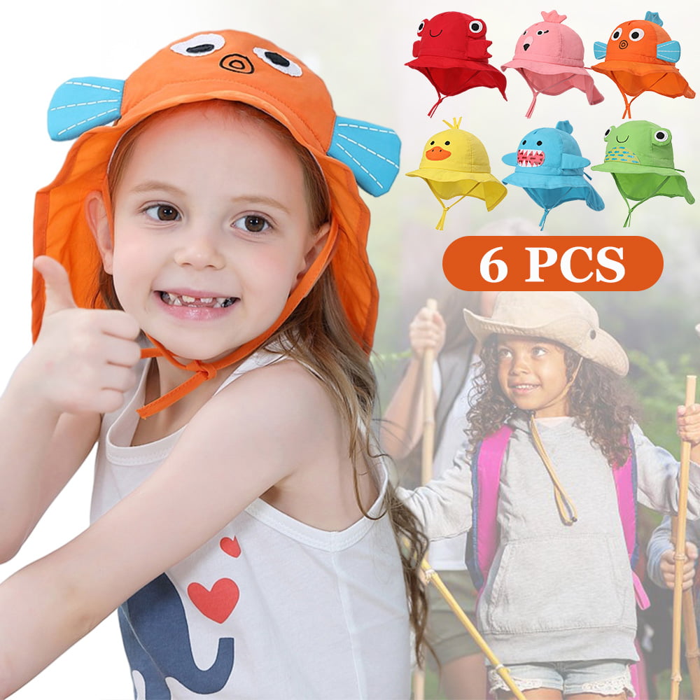 Kids Baby Boys Girls Summer Sun Protection Hat Fisherman Beach Sun Bucket Hat 