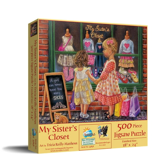 SUNSOUT INC - My Sister's Closet - 500 pc Jigsaw Puzzle by Artist: Tricia Reilly-Matthews - Finished Size 18" x 24" - MPN# 35858