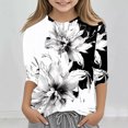 thumbnail image 2 of Trendy Shirt for Kids 3/4 Sleeve Pullover Black and White Print Shirt Going out Tunic Shirt, 2 of 5