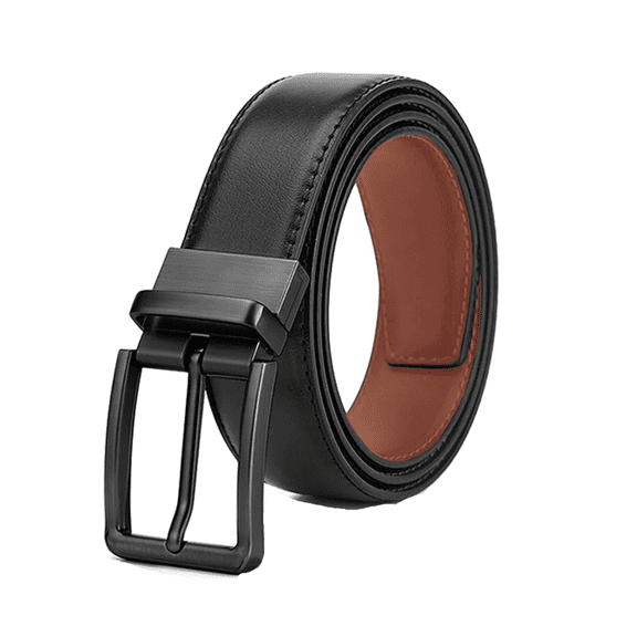 "Cinturones De Piel Hombre, Cintos Cuero Reversible Ajustable LAB.G  negro "