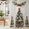 thumbnail image 6 of Shower Curtain 36"W x 78"L Western Christmas Tree Cowboy Hat Stars Wood Grain Fabric Shower Curtains Set with Hooks Water Repellent Bathroom Curtains Machine Washable Bathroom Accessories, 6 of 9