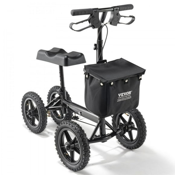 Aluminum Folding Knee Scooter Steerable with Adjustable Handlebar Knee Pad 12 All-Terrain Wheels Dual Brakes Leg Recovery Scooter for Broken Ankle Foot Injuries 350LBS