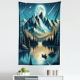 thumbnail image 2 of Ambesonne Mountain Wall Hanging Tapestry, Wild Nature Lake Night, 30"x45", Dark Turquoise Tan Ivory, 2 of 3