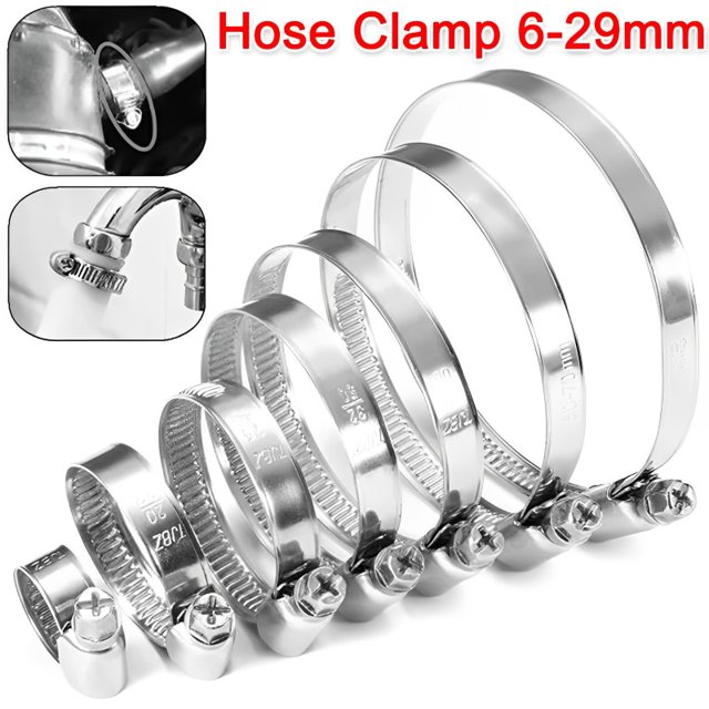 Abrazaderas de manguera ajustables de 6-29mm, abrazadera de aro de acero inoxidable, engranaje de gusano, Clip de manguera, Hardware de bloqueo para tubería de agua, tubería de combustible de coche, f