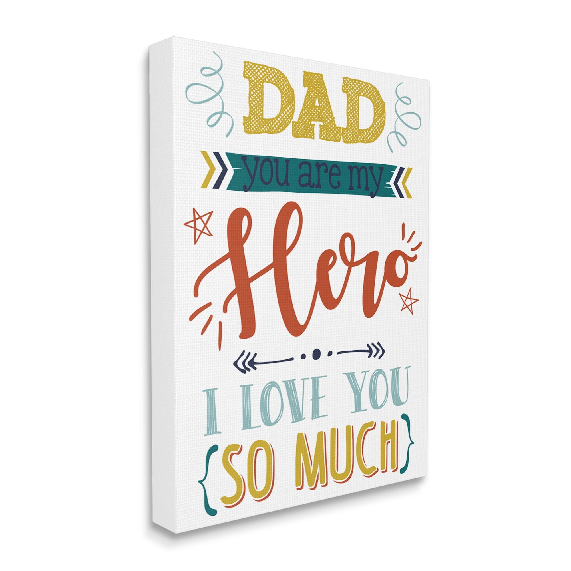 Stupell Industries Dad You Are My Hero Phrase Holiday Painting Gallery Wrapped Canvas Print Wall Art