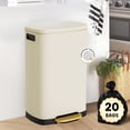 thumbnail image 2 of Kitchen Trash Can with Lid Soft Close, 13 Gallon / 50L Stainless Steel Pedal Garbage Can, Heavy-Duty Fingerprint Proof Step Wastebasket with 20 Bags, Removable Bucket, Home Office, Cream Beige, 2 of 9