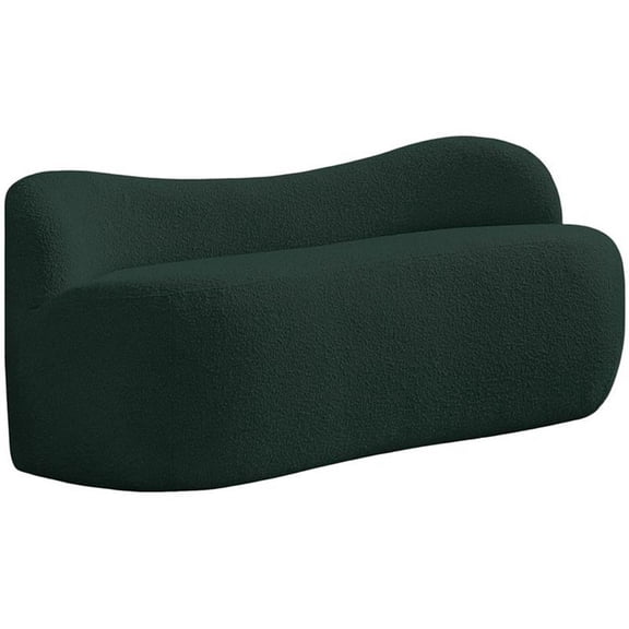 Maklaine 24" Contemporary Boucle Fabric/Metal Bench in Green