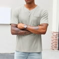 thumbnail image 5 of Mens Shirts Plus Size under $5 Short Sleeve V-Neck Casual Pocket Solid Color Pullover T-Shirt for Men Gray M, 5 of 6