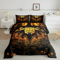 Gothic Bat Twin Comforter Set Spooky Goth Teens Bedding Set,Exotic Flower Decor Down Comforter Boho Geometric