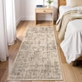thumbnail image 3 of FairOnly Beige Oriental Distressed 2'x6' Runner Rugs Vintge Non Slip Low Pile Carpet for Hallway Bathroom Kitchen Bedroom, 3 of 7