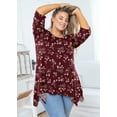 thumbnail image 5 of SHOWMALL Plus Size Tops for Women Tunic 3/4 Sleeve Clothes Floret 2X Blouse Swing Tunic Clothing Side Split Crewneck Flowy Shirt for Leggings, 5 of 7