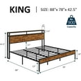 thumbnail image 5 of Merluxy King Size Bed Frame Industrial Platform Bed with Charging Station, 2-Tier Storage Headboard/ No Box Spring Needed/ Noise-Free/ Dark Brown, 5 of 8