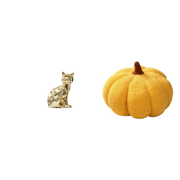 Figura de escritorio,Estatua de gato en estante,escritorio,oficina,decoración del hogar,Almohadas de calabaza de Halloween,Cojines de calabaza de Halloween,suaves,para decoración del