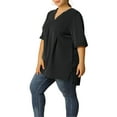 thumbnail image 5 of MODA NOVA Juniors' Plus Size V Neck Short Sleeve Casual Tunic Tops Black 1X, 5 of 6