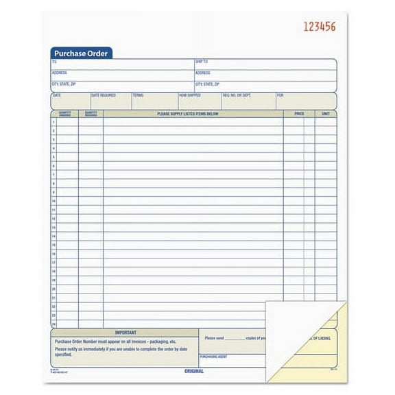 Purchase Order Book, Two-Part Carbonless, 8.38 x 10.19, 1/Page, 50 Forms | Bundle of 2 Each