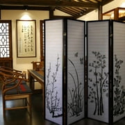 Ore International 4-Panel Room Divider - Floral