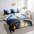 thumbnail image 3 of jejeloiu Chic Eiffel Tower 7 Pieces Bedding Comforter Set,Oil Painting Aesthetic Full Bedding Set,Romantic Paris Fitted Sheet Flat Sheet For Men Women,Super Cozy Room Decor Reversible, 3 of 8