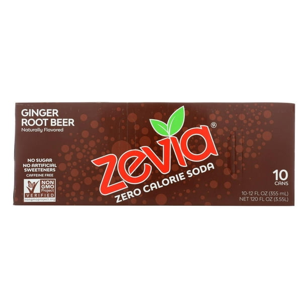 Zevia Zero Calorie Soda Ginger Root Beer Case of 2 12 Fl oz.