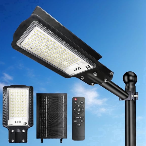 Indmird Outdoor Solar Lights 150W, IP66 Waterproof Solar Exterior LED Reflector for Dusk Streets to Dawn, Suitable for Garage,Road,Paths, Garden