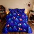 thumbnail image 2 of Manfei Reindeer Queen Comforter Set Christmas Comforter Sets Queen, Gray Green 3pcs 1 Comforter and 2 Pillowcases, Navy Reversible, 2 of 6