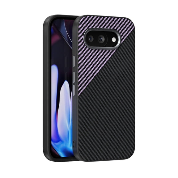 ELEHOLD Magnetic Case for Google Pixel 9A, Carbon Fiber Texture Shockproof Phone Case, Wireless Charging Compatible,Purple
