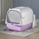 thumbnail image 3 of Caja de arena para gatos con capucha, inodoro para gatos completamente cerrado, cacerola portátil con cuchara, caja de arena duradera antisalpicaduras , púrpura, 3 of 10