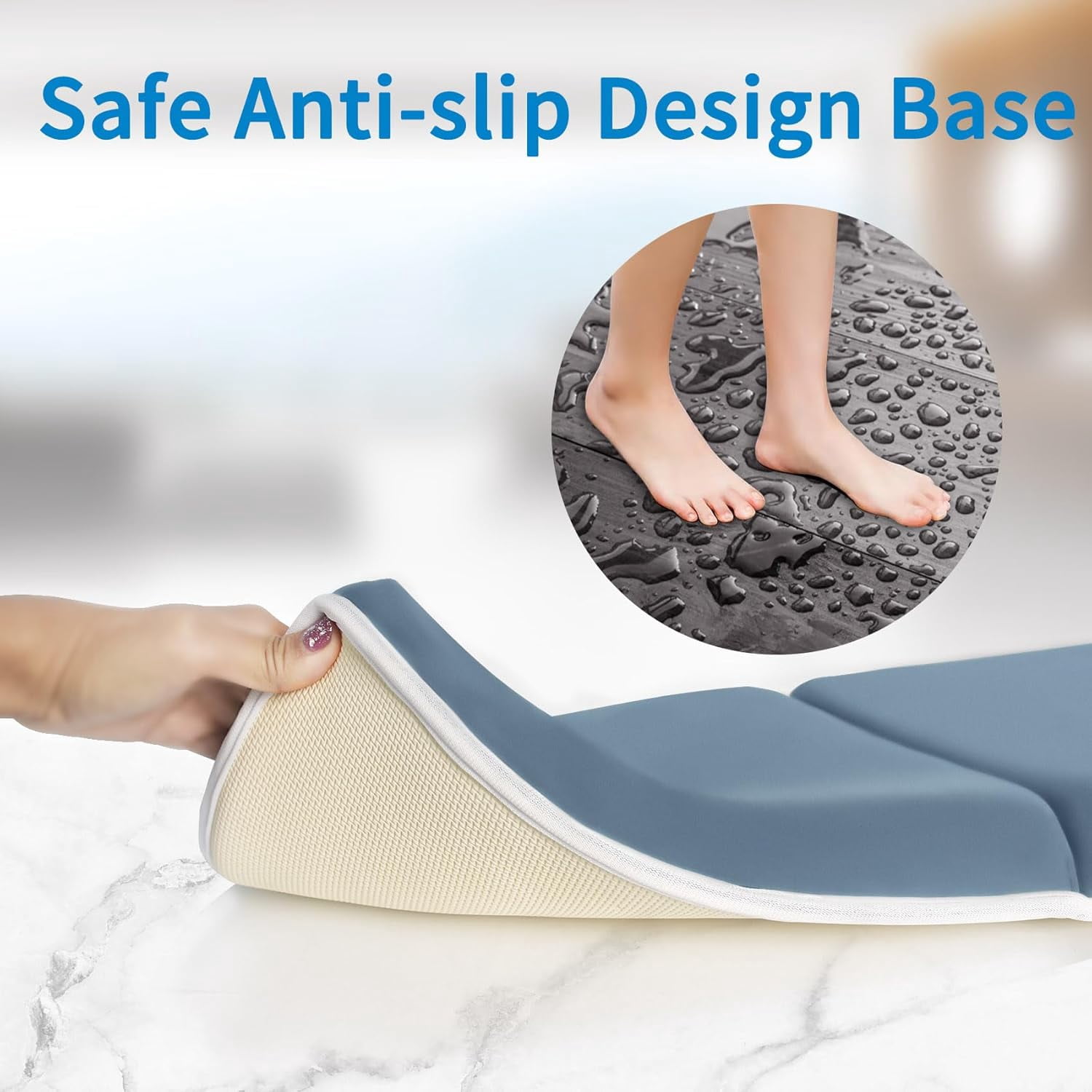 Bath Kneeler with Elbow Rest Pad Set, 1.5 inch Kneeling Pad Mat for Bathtub Baby Bathing Parents, Painless Foam Mat with Toy Organizer Pockets, Non-Slip for Baby and Toddler Bathing