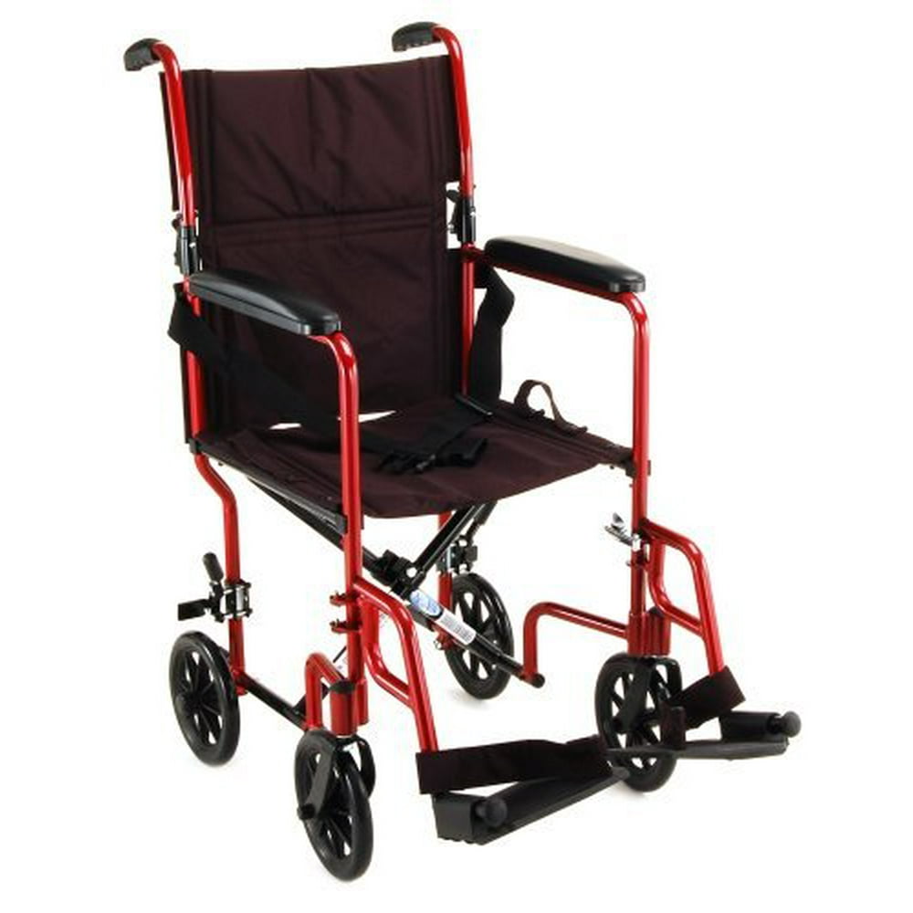 NOVA Medical Products 327 Lightweight Transport Chair, 17, Red by NOVA