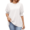 thumbnail image 2 of Blusas Elegantes e Informales para Mujer, Cuello , Mangas 3/4 y Puños Fruncidos. L, 2 of 8