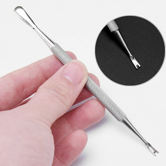 Kripyery Dead Skin Fork Hard Mirrored Surface Effective Reusable Manicure Stainless Steel Remove Nail Dead Skin Fork for Home