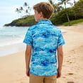 thumbnail image 4 of Byoo Big Boys Wave Print Polo Shirt Casual Short Sleeve Soft School Summer T-Shirt,Sky Blue, 4 of 6
